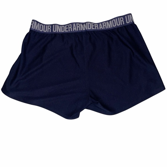 Under Armour Navy Blue Logo Elastic Waistband Athletic Shorts - Picture 2 of 3